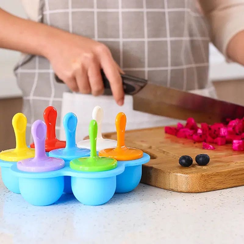 Silicone 7 Grids Fruit Shake Ice Cream Maker Mold, Silicon Popsicle Mold Tray, Portable Ice Cream Container, Fruit Shake Cream Ball Lolly Maker, Multi-Purpose Popsicle Mold, Baby Food Mold Popsicle Stick Silicone 7 Grids Fruit Shake Ice Cream Maker Mold, Silicon Popsicle Mold Tray, Portable Ice Cream Container, Fruit Shake Cream Ball Lolly Maker, Multi-Purpose Popsicle Mold, Baby Food Mold Popsicle Stick
